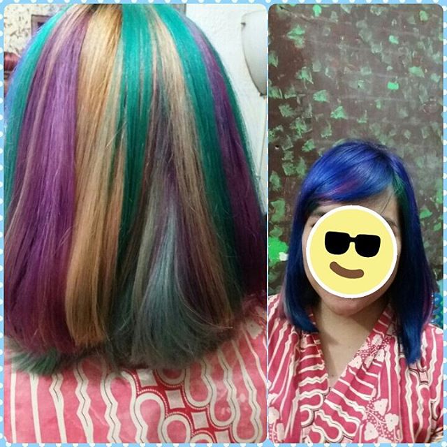 Berikut merupakan contoh Rainbow Hair Coloring by Dido Salon Jakarta. Trend gaya rambut terbaru wantia, salah satunya adalah rainbow hair